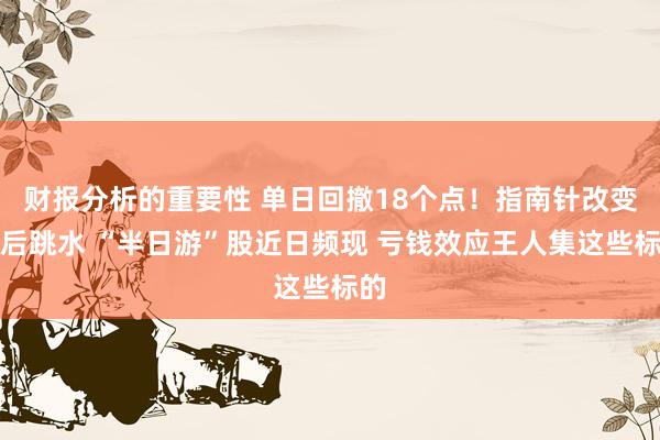 财报分析的重要性 单日回撤18个点！指南针改变高后跳水 “半日游”股近日频现 亏钱效应王人集这些标的