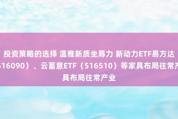 投资策略的选择 温雅新质坐蓐力 新动力ETF易方达（516090）、云蓄意ETF（516510）等家具布局往常产业