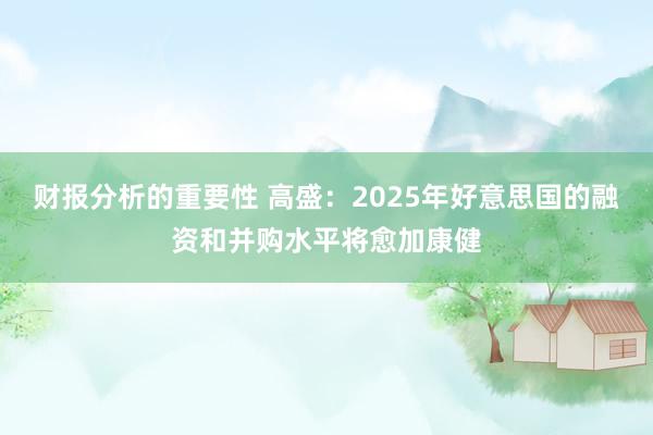 财报分析的重要性 高盛：2025年好意思国的融资和并购水平将愈加康健