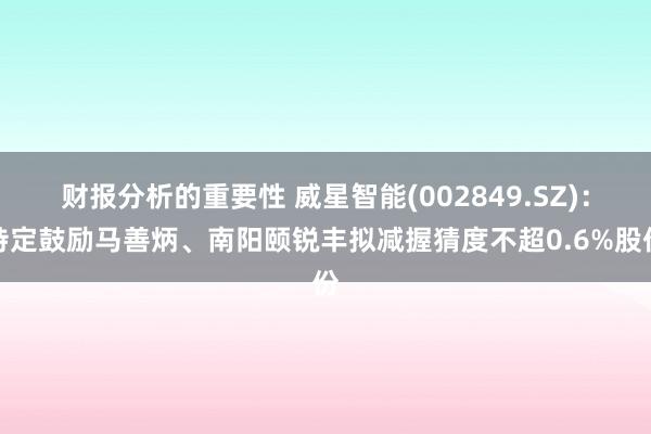 财报分析的重要性 威星智能(002849.SZ)：特定鼓励马善炳、南阳颐锐丰拟减握猜度不超0.6%股份