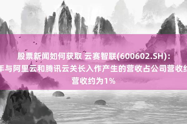 股票新闻如何获取 云赛智联(600602.SH)：2023年与阿里云和腾讯云关长入作产生的营收占公司营收约为1%