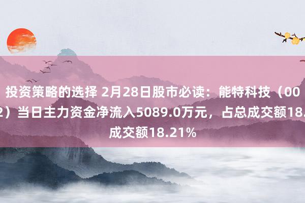 投资策略的选择 2月28日股市必读：能特科技（002102）当日主力资金净流入5089.0万元，占总成交额18.21%